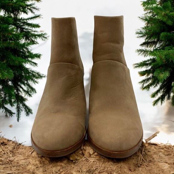 Nisolo Dari Shoes Womens Size 8 Brown Leather Back Zip Heeled Boot Almond Toe - Picture 1 of 6